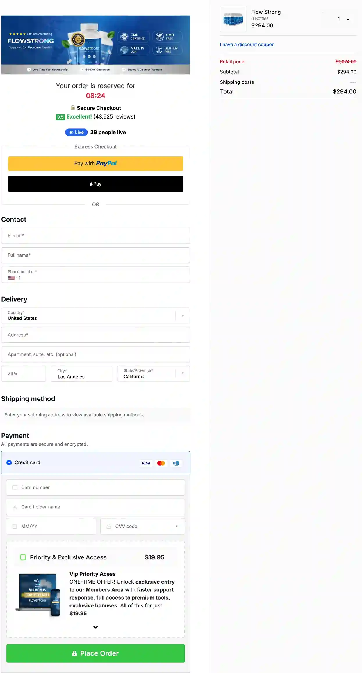 FlowStrong Secure Payment – All Major Cards, SSL Encrypted, Discreet Flow Strong Checkout